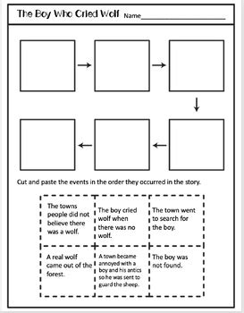 Teaching Theme With Aesop Fables Cut And Match Activity Worksheets