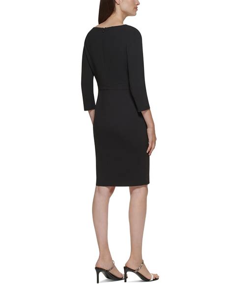 Calvin Klein Scuba Crepe Bow Neck Sheath Dress Macys