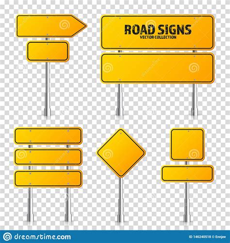Sistema Amarillo De Las Se Ales De Tr Fico Del Camino Tablero En Blanco