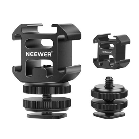 GetUSCart NEEWER Camera Hot Shoe Mount Adapter With Triple Cold Shoe Mounts For Mic LED Video