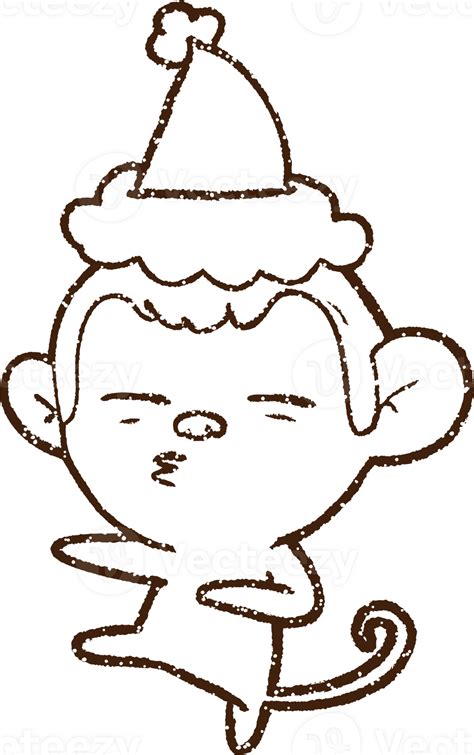 Christmas Monkey Charcoal Drawing 45309754 Png