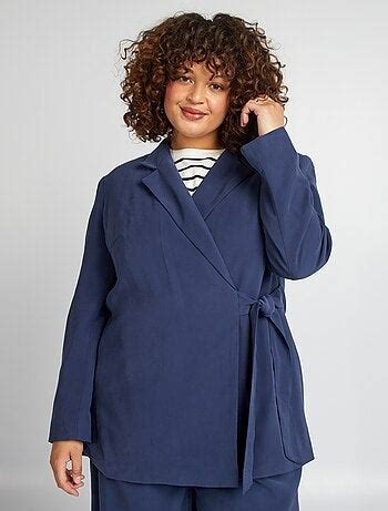 Veste Tailleur Ceintur E Bleu Marine Kiabi