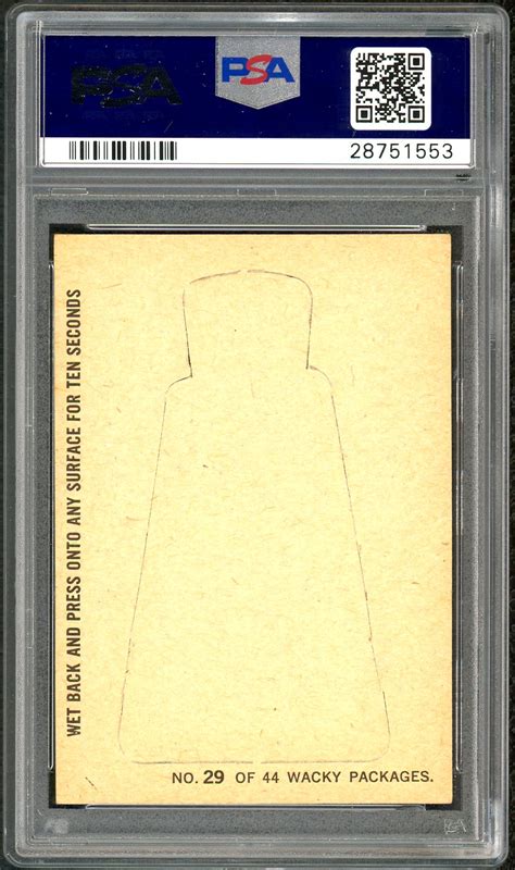 Cedar Chest Comics 1967 Topps Wacky Packs Die Cut 29 Psa Graded 6