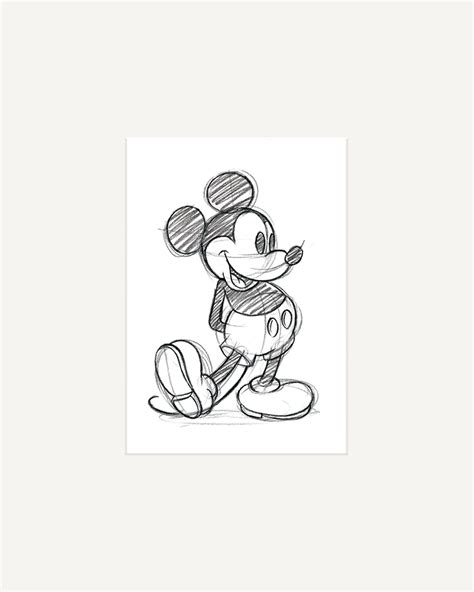 Mickey Mouse Sketched Single Mounted Print The Art Group