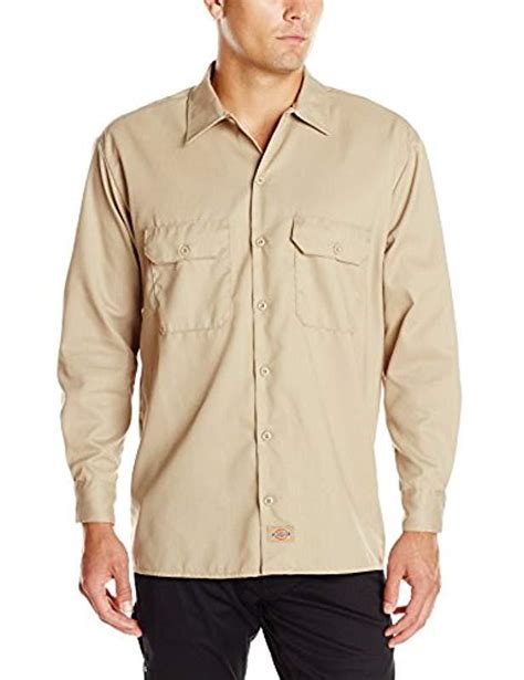 Dickies Long Sleeve Flex Twill Work Shirt In Desert Sand Natural For