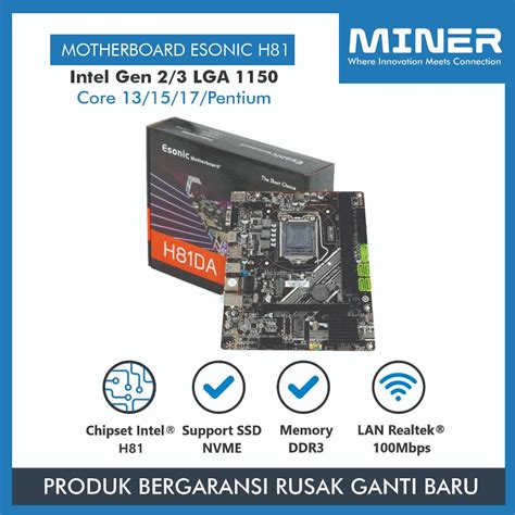 Jual MINER Motherboard H81 Esonic Processor Intel Gen 4 LGA 1150