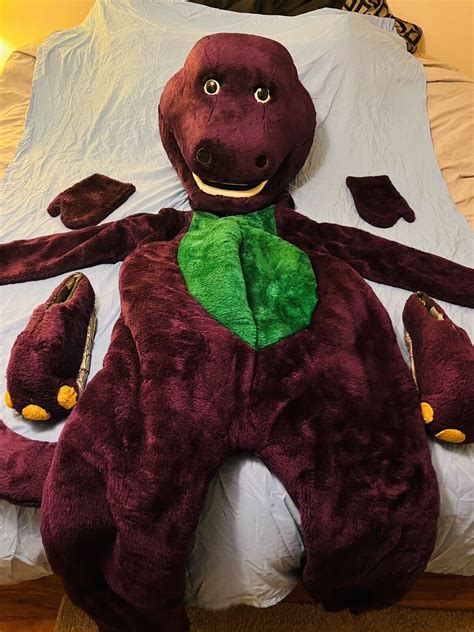 Vintage Barney Dinosaur Mascot Costume Full Suit 90s … Gem