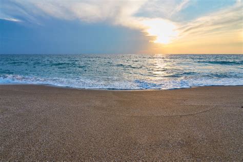 Tropical Sandy Beach. Sunset Seascape Stock Photo - Image of island ...