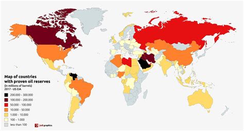 Map of countries with proven oil reserves - according to U.S. EIA ...