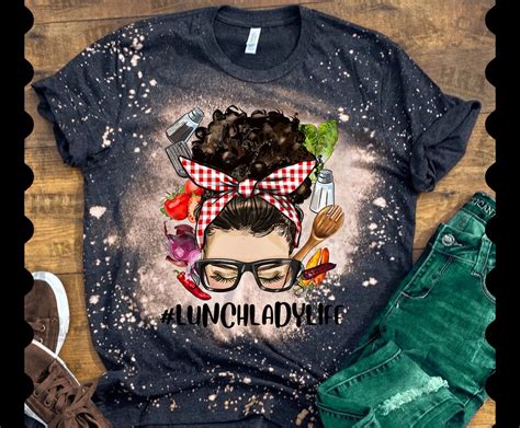 Messy Bun Lunch Lady Life Png Sublimation Design Lunch Lady Etsy