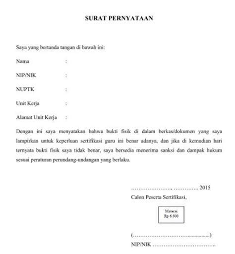 Beberapa Contoh Surat Pernyataan Dan Strukturnya