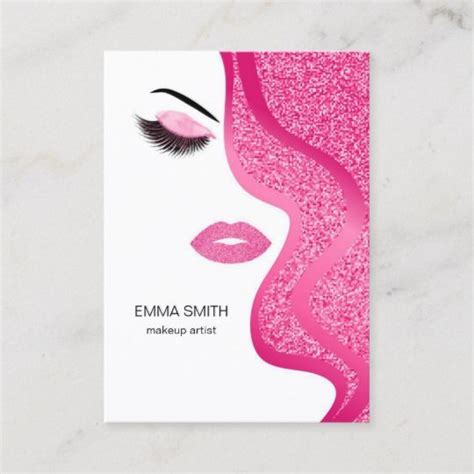 Makeup Artist Beauty Salon Dark Pink Glitter Business Card Zazzle