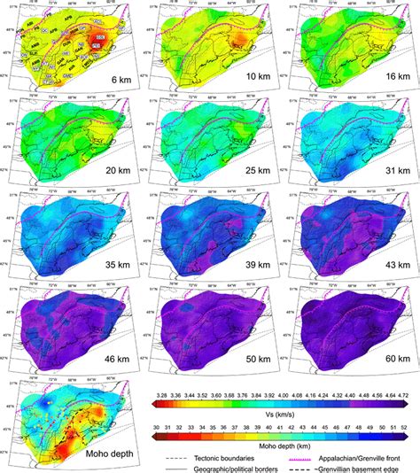 Final Shear Wave Velocity Maps At Different Depths The Map At The