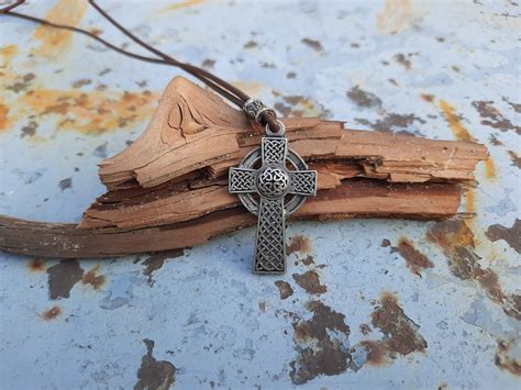 Celtic Cross Leather Necklaceirish Symbol of Faith - Etsy