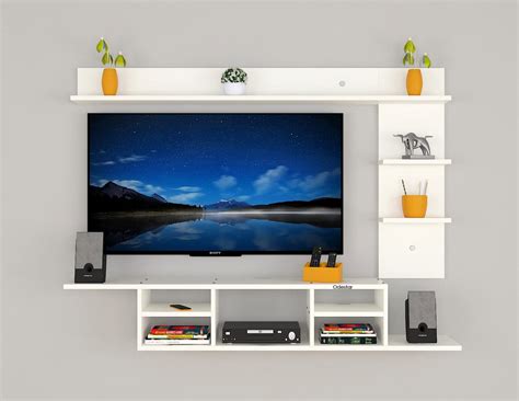 Odestar Ryder Engineered Wood Wall Mount Tv Entertainment Unitwith Set Top Box Stand White