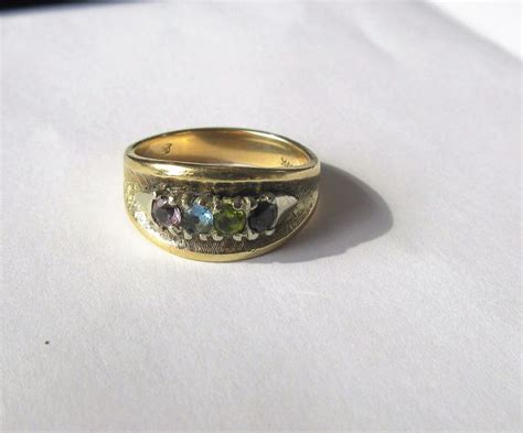 Vintage 10kt Yellow Gold Mothers Stone Ring Size 65 Etsy Mothers