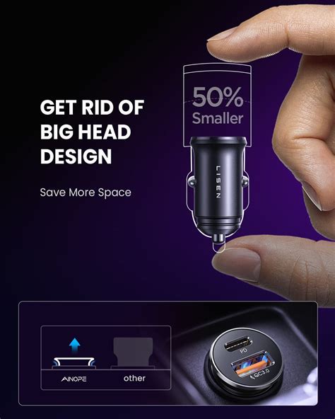 Lisen 2 Pack Usb C Car Charger