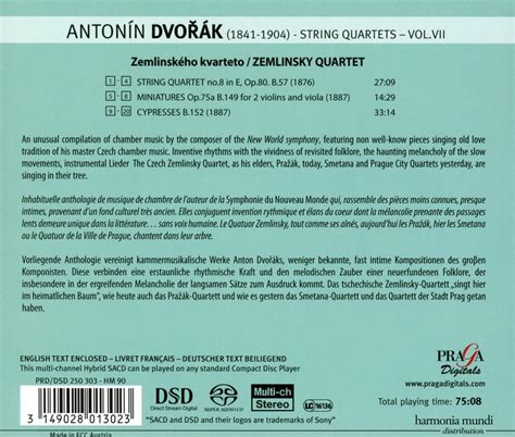 Antonín Dvořák: String Quartet No. 8, Miniatures, Cypresses Quartet | Zemlinsky Quartet