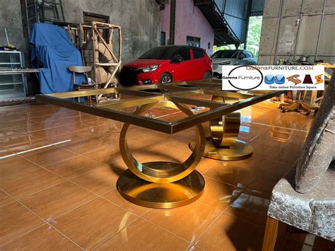 Kaki Meja Stainless Persegi Panjang Gold Model Terbaru