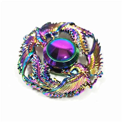 Two Phoenix Fidget Spinner Metal Rainbow Dragon Hand Finger Spinners