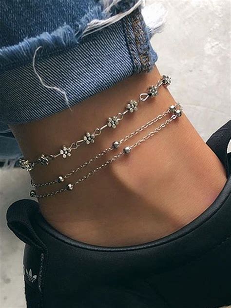 Sterling Silver Anklet Silver Anklets Beaded Anklets Chain Anklet