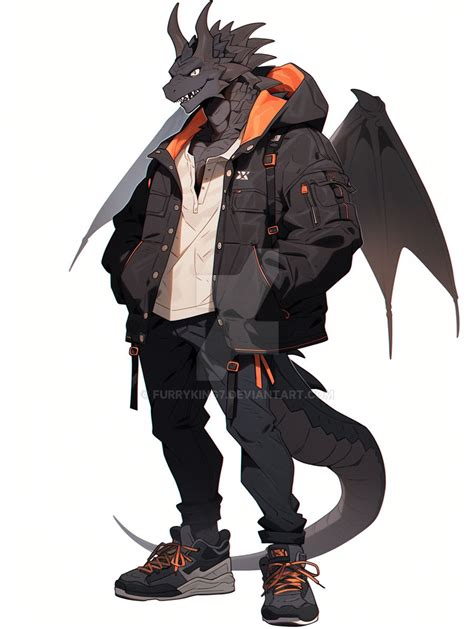 Open Adoptable Black Dragon Fursona Anthro Furry By Furryking7 On