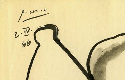 Pablo Picasso Ink Drawing Nude Woman With Certificate