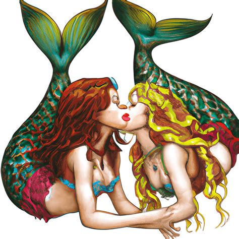 Mermaids Kissing Graphic · Creative Fabrica