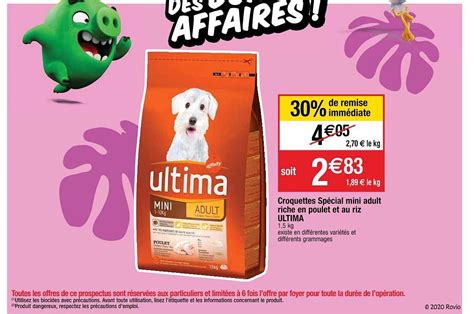 Promo Croquettes Sp Cial Mini Adult Riche En Poulet Et Au Riz Ultima