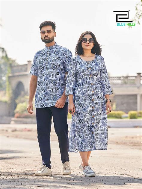 Blue Hills Present Couple Matching Printed Shirt And Kurti Pattern On ...