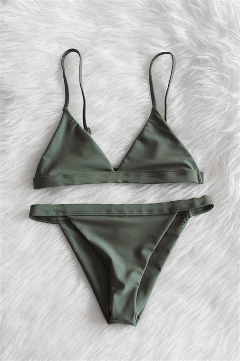 Olive Bikini Set Minimalist Bikini Bikinis Olive Bikini Hot Sex Picture