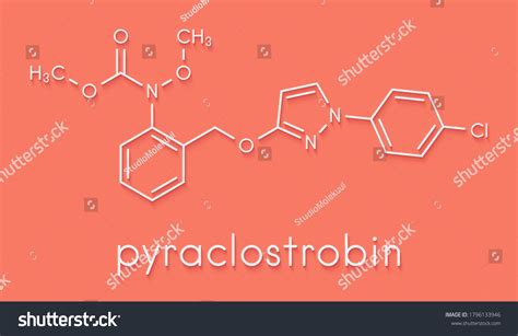 Pyraclostrobin Fungicide Molecule Skeletal Formula Stock Illustration