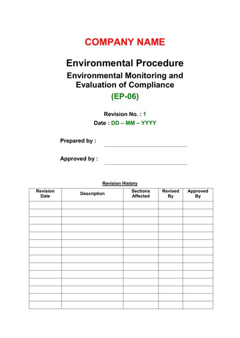 Template Ep 06 Environmental Monitoring And Evaluation Of