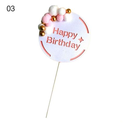 Jual Happy Birthday Letter Cake Topper With Fuzzy Balls Birthday Party