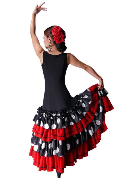 Flamenco Flare Dress With Polka Dots Frills Black And Red G2033br Flamenco Mercado