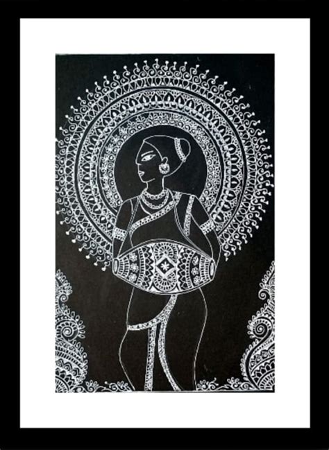 Mandala Lady #4 - Indian Art - Mandala Style (37 x 47 cms Including Frame) - International ...