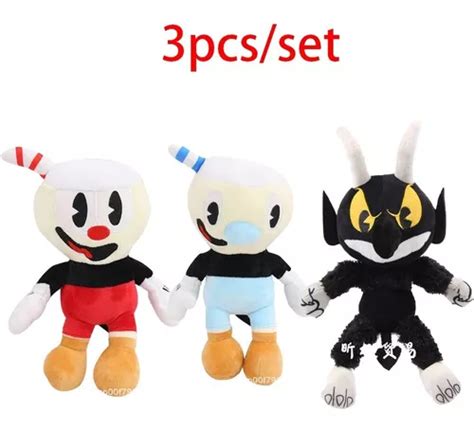 3pcs Cuphead Mugman Devil Boss Muñeco Peluche Juguete Regalo Cuotas