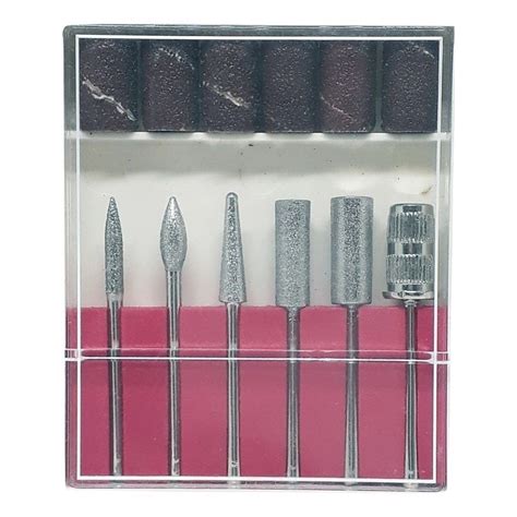 Kit 6 Brocas E 6 Lixas Para Lixa Elétrica Unhas Gel Fibra Porcelana