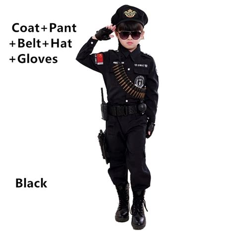 Boys Policemen Costumes Children Cosplay For Kids Army Special Police