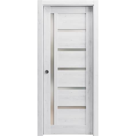 Sliding French Pocket Door 32 x 96 inches | Quadro 4088 Nordic White