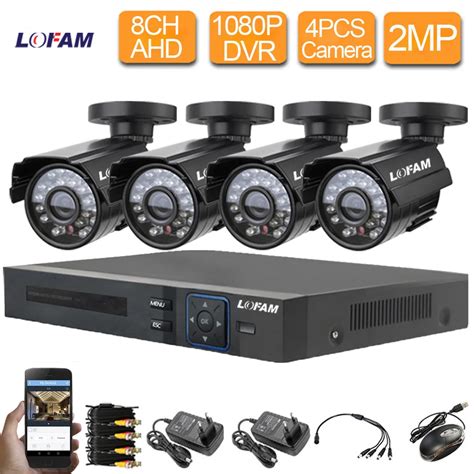 LOFAM 2MP 1080P DVR NVR CCTV System 8CH Security Camera System 4CH AHD