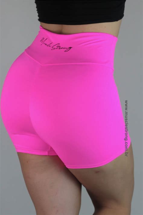 Shortinho Feminino Empina Bumbum Pink Force Muscle Strong