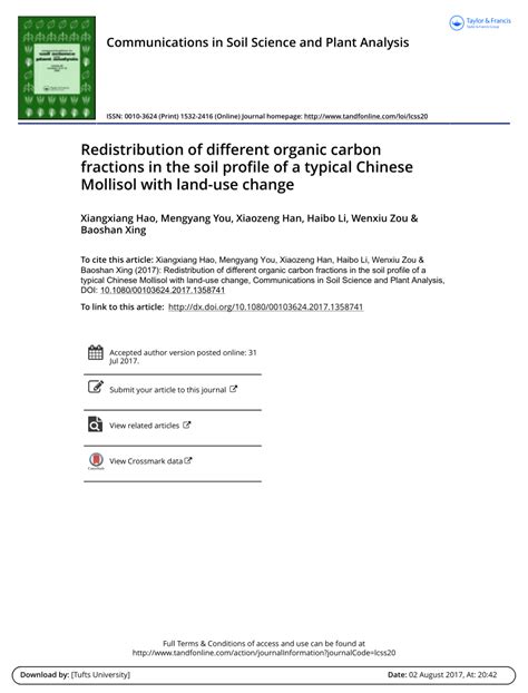 Pdf Redistribution Of Different Organic Carbon Fractions In The Soil