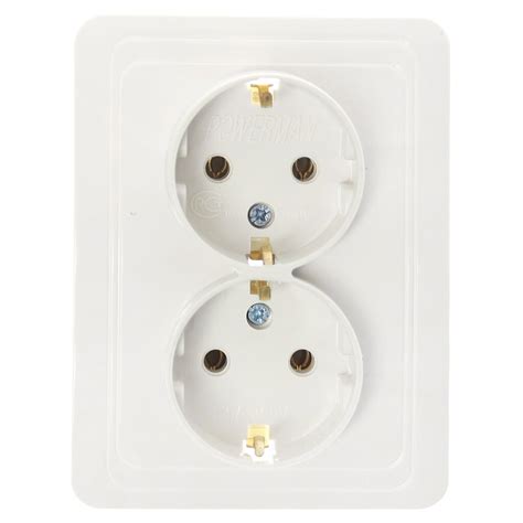 Розетка скрытой установки двухместная Powerman Classic Евро 2128 белая ...