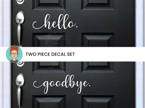 Script Hello and Goodbye Vinyl Door Decal Set Door Sticker Porch Decor ...