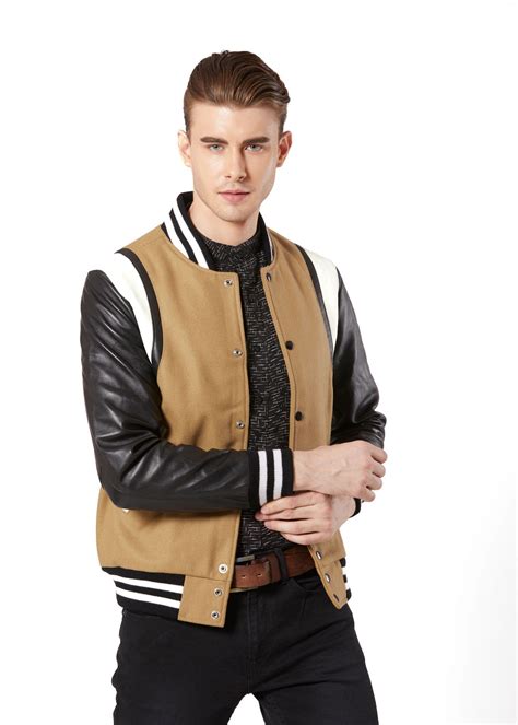 Classic Varsity Jacket With Leather Sleeves Leather Sleeve Jackets Varsity Jacket