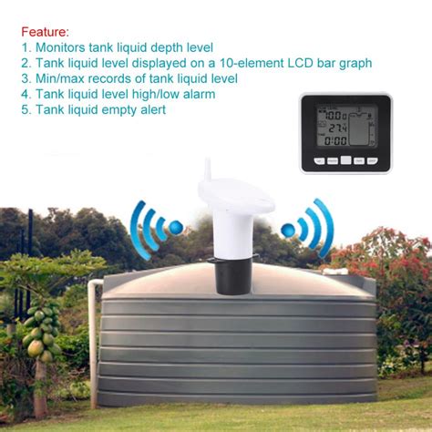 Ultrasonic Water Tank Liquid Depth Level Meter Sensor With Temperature Display Time Alarm Wow