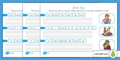 Dzień Ojca Ułóż zdania z rozsypanki wyrazowej Pisanie zdań