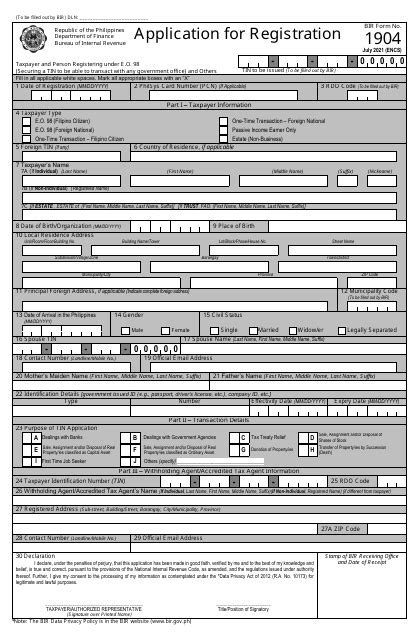 Bir Form 1904 Fill Out Sign Online And Download Printable Pdf