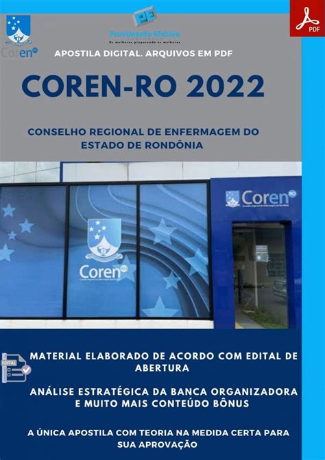 Provimento Efetivo Concursos Apostila Coren Ro Assistente T Cnico